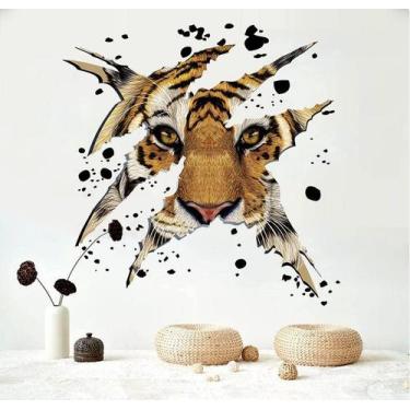 Imagem de Adesivos de parede Fierce Tiger PVC autoadesivos 45x45cm - yiweisai