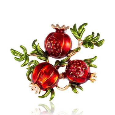 Imagem de Broche Pin Vintage Pomegranate para mulheres em liga de esmalte - Yiwe