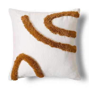 Imagem de Capa de travesseiro luxuosa creme e marrom abstrata 45x45cm - yiweisai