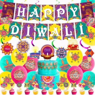 Imagem de Conjunto de decorações de festa Happy Diwali, 43 unidades de balões de