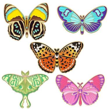 Imagem de Conjunto de broches Colorful Butterfly, 5 peças de alfinetes de liga l