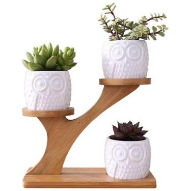 Imagem de Plantador de suculentas, lindo vaso de coruja, decoração de vaso de fl