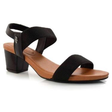 Imagem de Sandália de Couro e Salto Baixo Usaflex Y8204 - Usafllex, Preto, 35