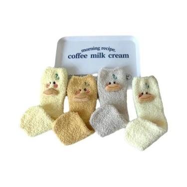 Imagem de Meias Casuais Unissex De Algodão Respirável Com Design De Urso Em Cart