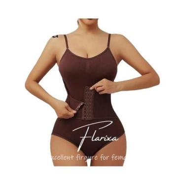 Imagem de Body Modelador Feminino Sem Costura Flarixa Com Alças, Redutor De Cint