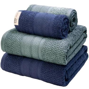Imagem de Jogo Toalha de Banho Nuvia 4 Peças Karsten, Marinho e Verde