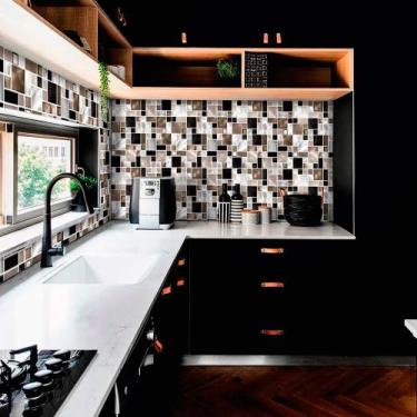 Imagem de Saldão - Papel de Parede Pastilha Lavável para Cozinha Metálica Mosaic