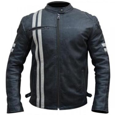 Imagem de Jaqueta de Couro Motociclista Old School - Racing Rabbit, P