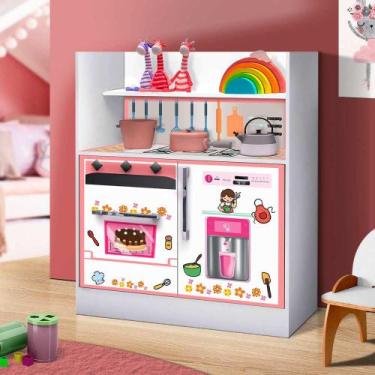 Imagem de Fogão Infantil Estante MDF Rosa Bebê Fibby Shop JM
