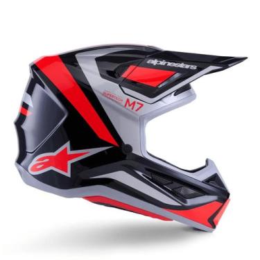 Imagem de Capacete alpinestars sm7 rise preto/prata/vermelho tamanho do capacete