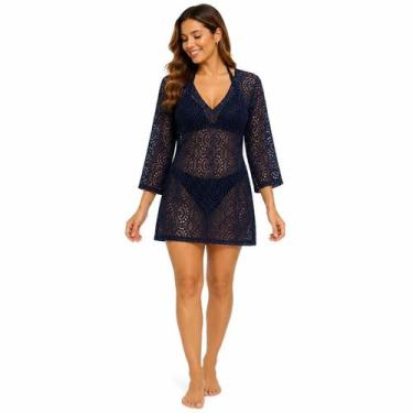 Imagem de Saída de praia Bata em arrastão com manga 3/4 Moda Verão - Corpo Doura