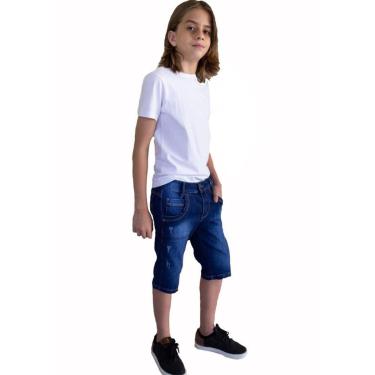 Imagem de Short Masculino Infanto juvenil Jeans Com Licra 3-Masculino
