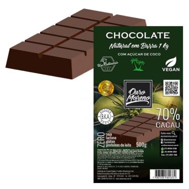 Imagem de Barra de Chocolate para derreter 70% Cacau com Açúcar de Coco Ouro Moreno - 1kg