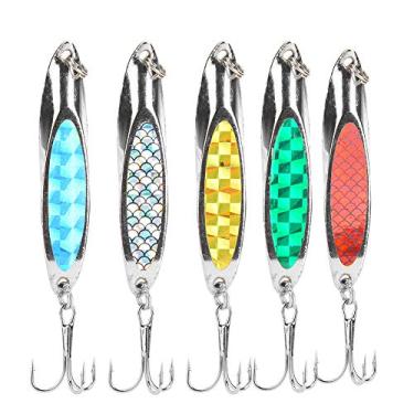 Imagem de Andraw Isca de pesca dura, colorida, durável, 5 peças, de metal, isca de pesca artificial, iscas duras para equipamentos de pesca, para amantes de pesca mar/água doce, iscas de peixe