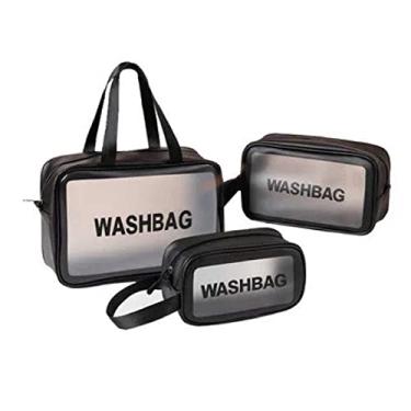 Imagem de Kit 3x Necessaires Bolsa Viagem Mala Organizador De Objetos Cor:Preto