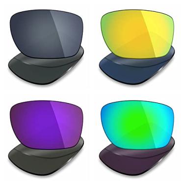 Imagem de 4 pares de lentes polarizadas de substituição Mryok para óculos de sol Oakley Turbine – Preto IR/24K ouro/roxo plasma/verde esmeralda