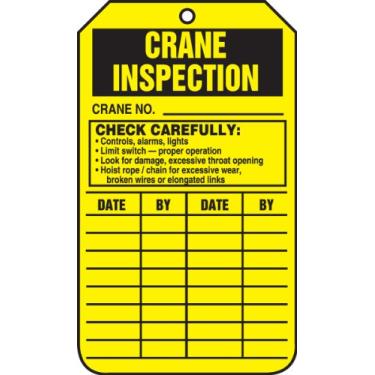 Imagem de Accuform Signs TRS303PTP Etiqueta de registro de inspeção de guindaste", 14,6 cm de comprimento x 8,25 cm de largura x 0,00 cm de espessura, RP-Plástico, preto sobre amarelo (pacote com 25)