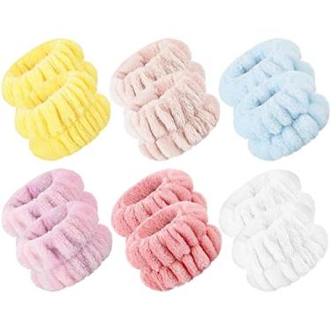 Imagem de Bandana de microfibra para lavagem de pulso Spa, pulseira de microfibra para lavar o rosto, pulseiras absorventes de pulso, faixa de suor para mulheres e meninas, reduz o líquido de derramar seus braços (6 pares)