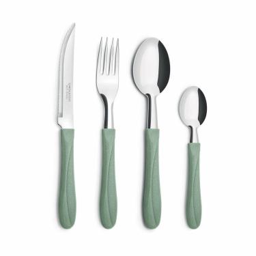 Imagem de Faqueiro com 25 peças em Pote  Verde Oliva