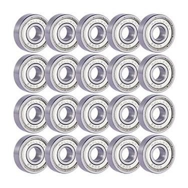 Imagem de Rollerex Pacote com 20 rolamentos de roda 608Z ABEC-5 (para qualquer produto que use rodas de skate) (aço cromado)
