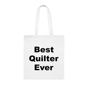 Imagem de Sacola Quilter Tote bag, Best Quilter Ever Tote bag, presente Quilter, presente para Quilter, bolsa de ombro Quilter, bolsas reutilizáveis, ideia de de Natal, Branco