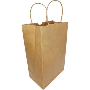 Imagem de 300 Sacolas De Papel Kraft Alça Torcida Delivery Tamanho Pequena P 18x28x11