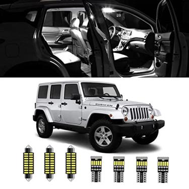 Imagem de AWALITE Kit de 7 peças de luzes interiores de LED JK para Jeep Wrangler JK JKU Unilimited Ultra Bright Interior lâmpadas de LED para mapa, cúpula e placa de licença