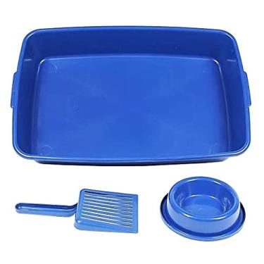 Imagem de Caixa de areia para Gatos com Pazinha e comedouro - Azul