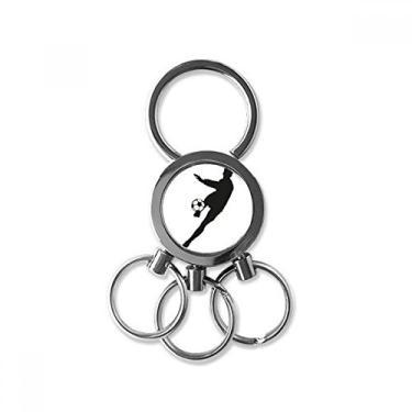 Imagem de Chaveiro de metal de aço inoxidável com contorno de futebol esportivo chaveiro de carro clipe para presente, Multicolorido.