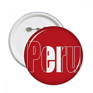 Imagem de Broche redondo com nome da bandeira do país do Peru Emblema de botão para decoração 5 peças