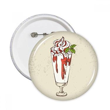 Imagem de Broche redondo de folhas de copo vermelho branco sorvete broche emblema acessório decoração 5 peças