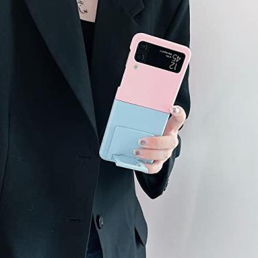 Imagem de Capa de suporte de peça única de luxo em cores sólidas contrastantes para Samsung Galaxy Z Flip 3 4 5G Zflip3 Z Flip3 Flip4 Cover,A,For Z Flip 4