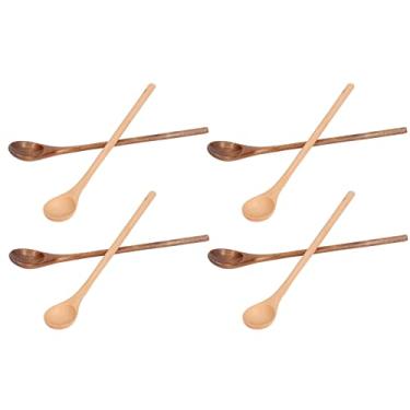 Imagem de Colher de madeira longa, colher de mistura de madeira de faia ecologicamente correta para cozinha