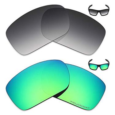 Imagem de Mryok+ 2 pares de lentes polarizadas de substituição para óculos de sol Oakley Turbine – Cinza dégradé tingido/verde esmeralda