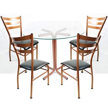 Imagem de Conjunto 4 cadeiras cobre assento preto para cozinha com reforço + mesa com vidro - Poltronas do Sul