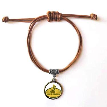 Imagem de DIYthinker Pulseira de couro com corda de couro feita na Tailândia Cultura alfandegária tailandesa Joia marrom Presente
