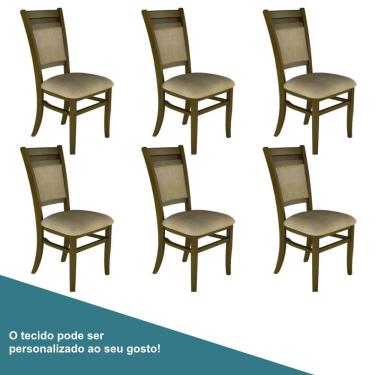 Imagem de Conjunto 6 Cadeiras de Jantar Madeira Estofada Ruby Imbuia Ratan
