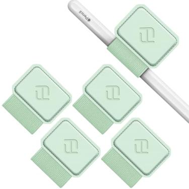 Imagem de Fintie Pacote com 4 porta-canetas compatível com Apple Pencil (USB-C) e Apple Pencil (1ª/2ª geração) e canetas Stylus, capa de couro com adesivo elástico anexado às capas, verde