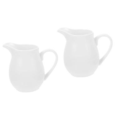 Imagem de Zerodeko 2 Unidades jarro de leite de cerâmica pequeno molheira com concha e xícaras de café com tampas caneca de café com tampa barcos de condimento copo de molho concentrado creme o prato