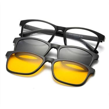 Imagem de Armação Para Óculos De Grau Sol Noite Clipon Com 2 Lentes Polarizadas