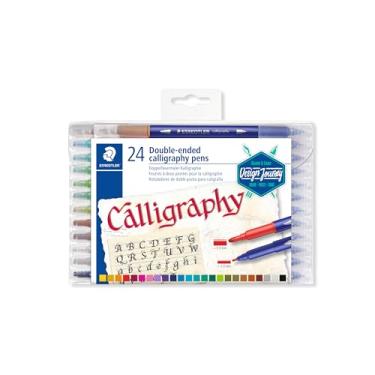 Imagem de STAEDTLER Caneta Calligraphy, Ponta Dupla Chanfrada, 24 cores, 3005 TB24, Multicolorido