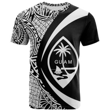 Imagem de Camiseta com Estampa de Brasão 3D Legal para Homens e Mulheres - Guam Chamorro Pride Gifts(Black White,S)