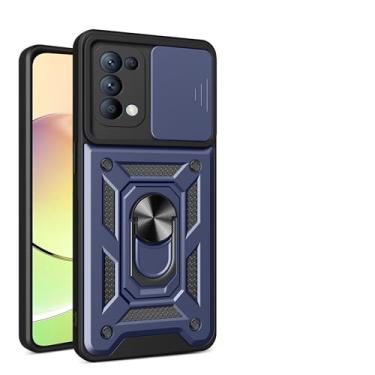 Imagem de Kukoufey Capa compatível com Oppo Reno 5 5G, com capa de lente de câmera deslizante compatível com Oppo Find X3 Lite 5G CPH2145 / Reno5 4G/5G CPH2145 CPH2159 capa azul