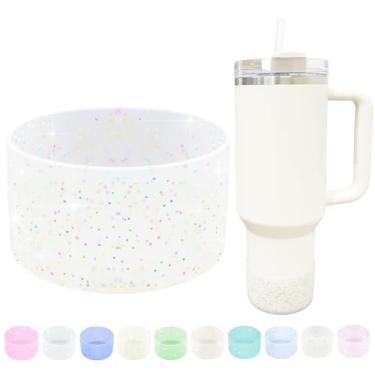 Imagem de WORBSS Bota de silicone com glitter, compatível com Stanley Tumbler H2.0 20 30 1,134 g e Hydro Flask 510.3-680.4 g, acessórios para garrafas de água de boca larga, protetor de manga inferior,