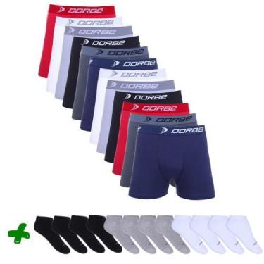 Imagem de Kit 12 Boxer Algodão + 12 Pares Meia Soquete Dorbe, GG