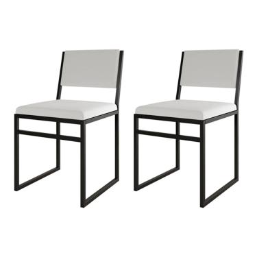 Imagem de Kit 2 Cadeiras De Jantar Industrial Isa Assento Corino Branco
