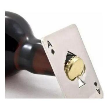 Imagem de Kit 2 Abridor De Garrafa Formato Carta De Baralho Aço Inox - oem