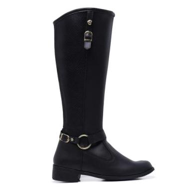 Imagem de Bota Cano Alto Montaria Leve Conforto Gmm Shoes 11080, Preto, 36, Femi