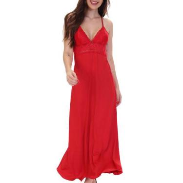 Imagem de Camisola Longa Nadador Renda - donna, G, Rubi