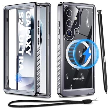 Imagem de Haireca Capa ultra à prova d'água para Samsung Galaxy S24, com Magsafe e protetor de tela, capa magnética militar à prova de choque, capa magnética para atividades na praia/esportes